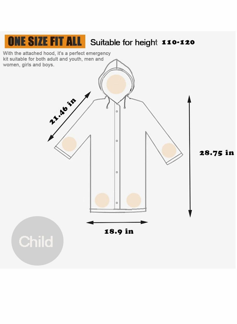 Kids Rain Jacket Lightweight Waterproof Hooded Raincoat Ponchos for Kids Reusable Girls Boys Waterproof Rain Ponchos for 6 12 Years Old Camping Rain Coats - Image 3